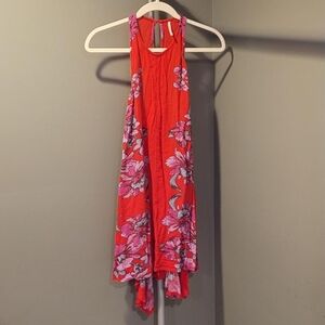 Free People Paint The Sun Mini Dress Boho Style, Size S, Red And Multicolor